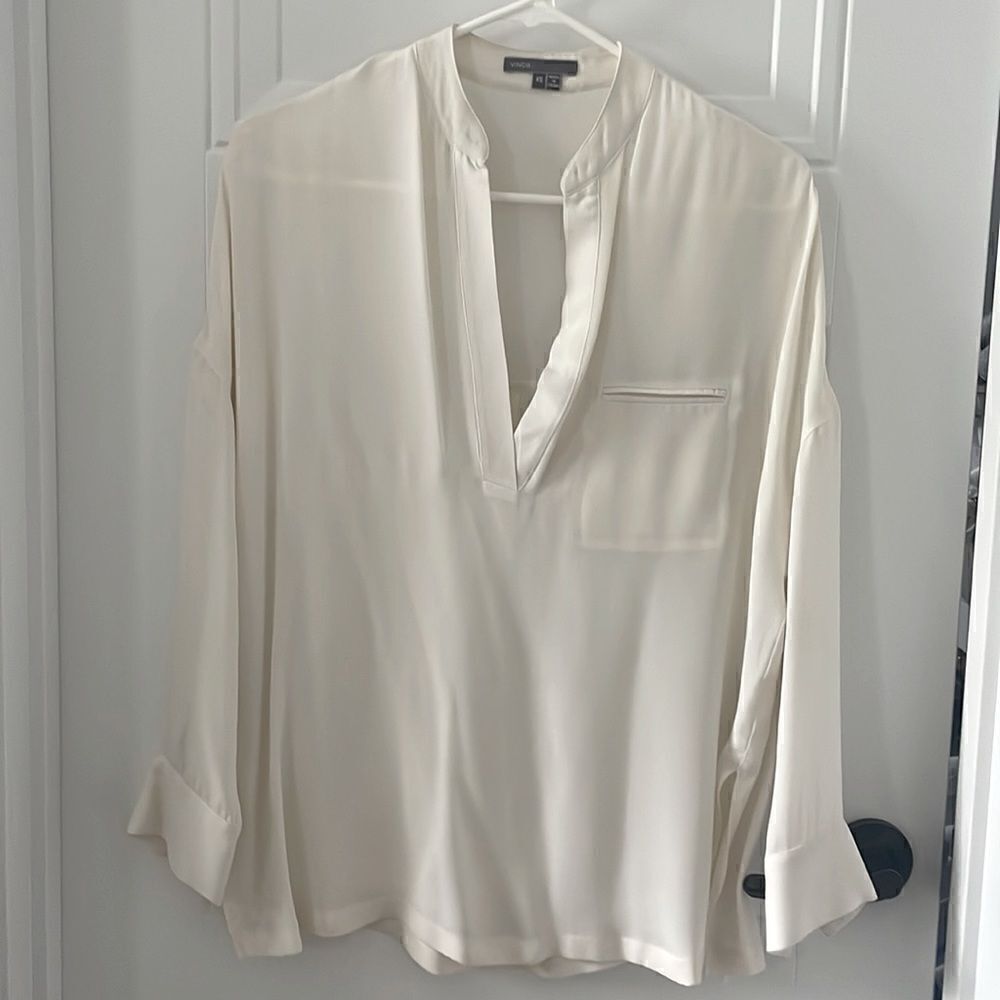 Vince Ivory Silk Split Front Blouse - Picture 1 of 5